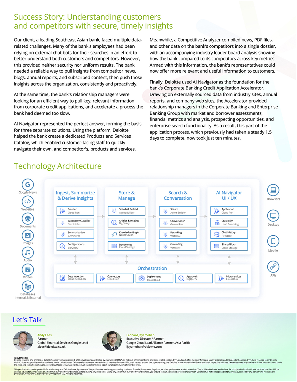 Sell sheet for AI Navigator solution, rear side