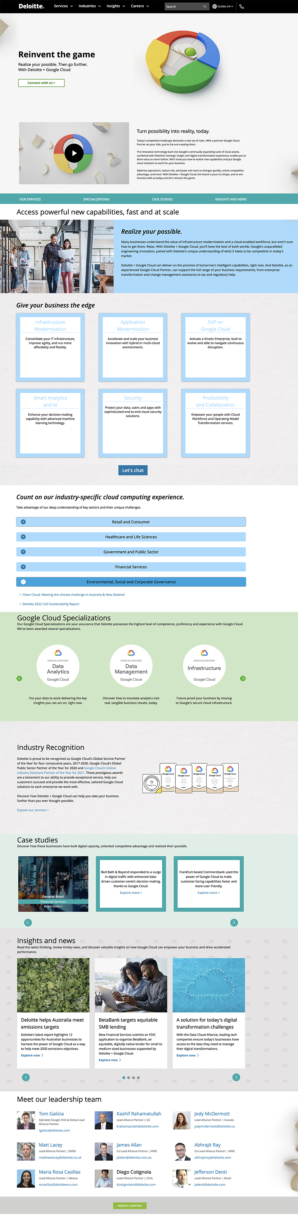 Deloitte + Google Cloud Alliance web site